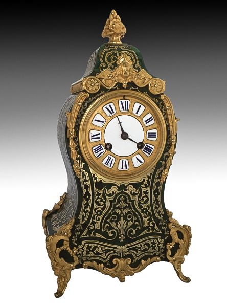 fig 1. French Green Tortoisehell Boulle Clock c.1880