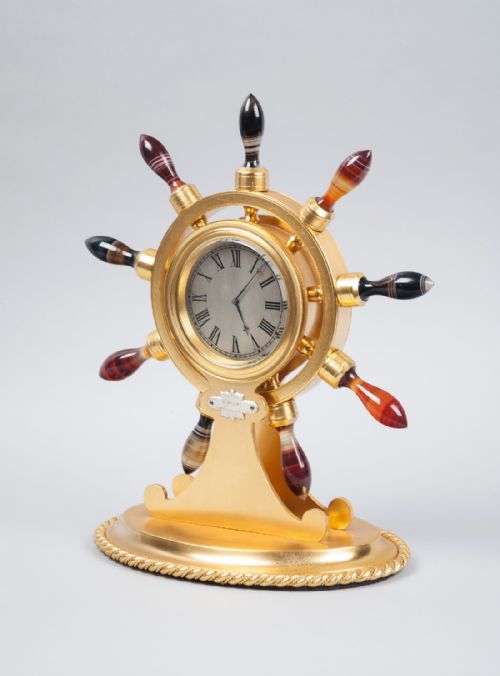 fig 2. Novelty Ships Wheel Mantel Clock, Circa 1880