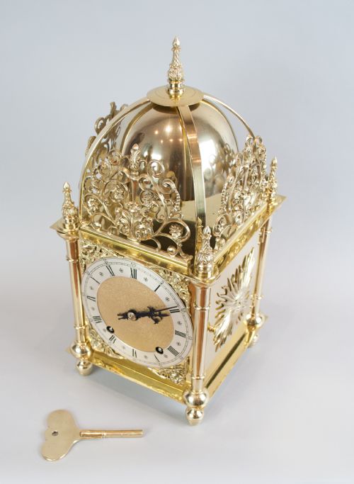 fig 3. A Fine Quality Late Victorian Brass Lantern Mantel Clock