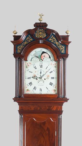 fig 1. GEORGIAN MAHOGANY LONGCASE/GRANDFATHER CLOCK BY HALSALL OF LIVERPOOL