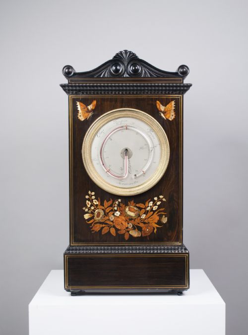 fig 1. Inlaid French Mantel Clock & Matching Thermometer c.1841