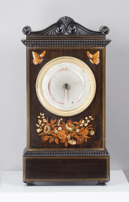 fig 5. Inlaid French Mantel Clock & Matching Thermometer c.1841