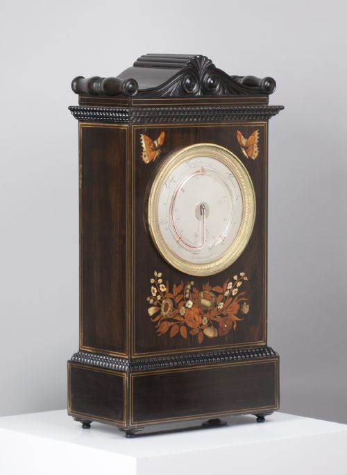 fig 6. Inlaid French Mantel Clock & Matching Thermometer c.1841
