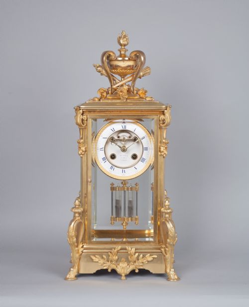 A Gilt Bronze Four Glass Mantel Clock by Samuel Marti of Paris, C.1870.