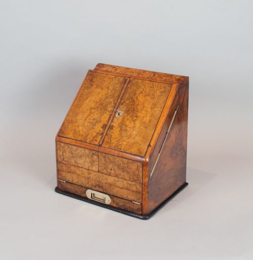 Burr Walnut Stationery Cabinet / Writing Box C.1880