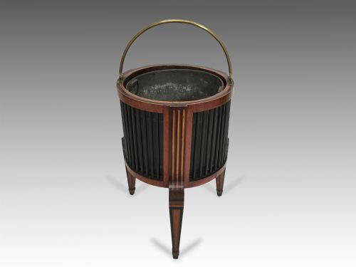 Mahogany & Satinwood Inlaid Waste Paper Bin/ Jardiniere