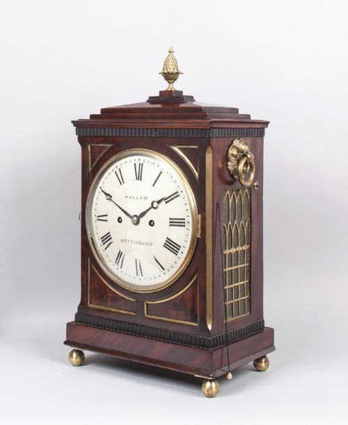 fig 1. Mahogany Chamfer Top Bracket Clock By Hallam Of Nottingham