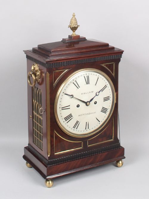 fig 2. Mahogany Chamfer Top Bracket Clock By Hallam Of Nottingham