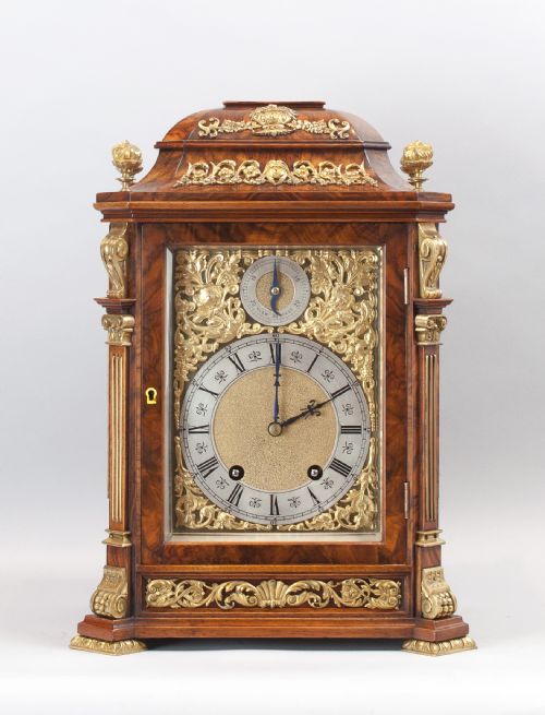 Burr Walnut Bracket Clock by Lenzkirch, Circa 1890.