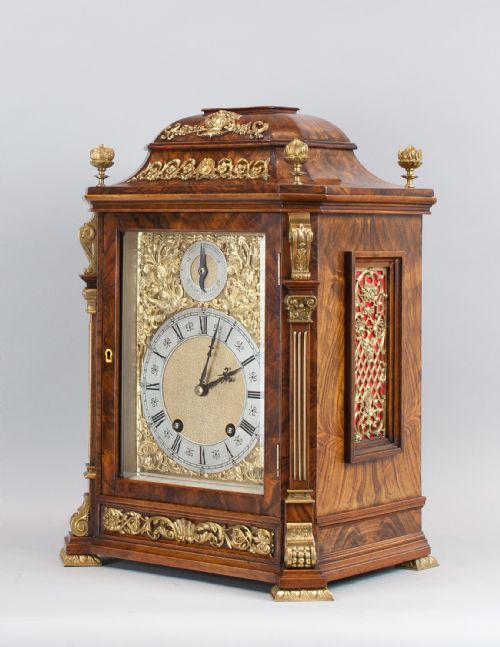 fig 2. Burr Walnut Bracket Clock By Lenzkirch, Circa 1890.