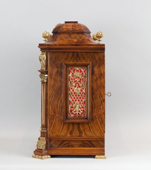 fig 3. Burr Walnut Bracket Clock By Lenzkirch, Circa 1890.
