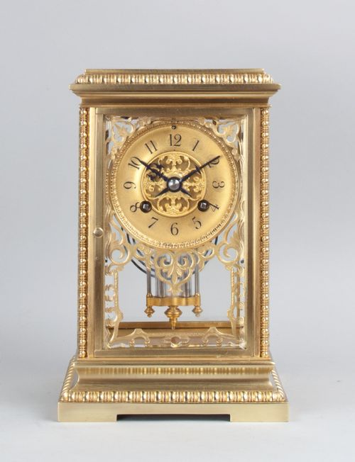 A Small Sized French Four Glass Mantel Clock (Paris, C. 1890)