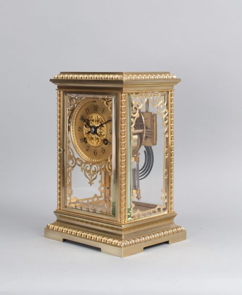 fig 1. A Small Sized French Four Glass Mantel Clock (Paris, c. 1890)