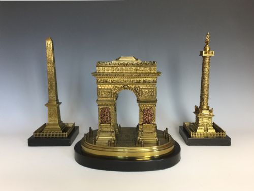Grand Tour Bronze Models of the Arc De Triomphe, Luxor Obelisk & Vendome Column, C.1860
