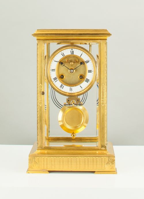 A Fine Quality Gilt Brass Four Glass French Mantel Clock C.1880