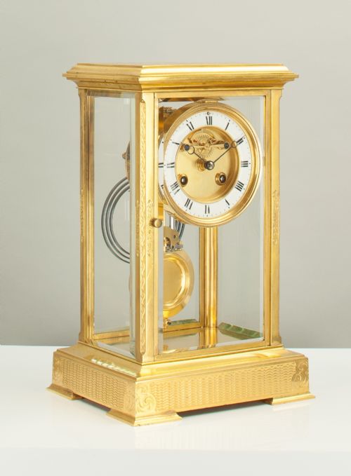 fig 1. A fine quality gilt brass four glass French mantel clock c.1880