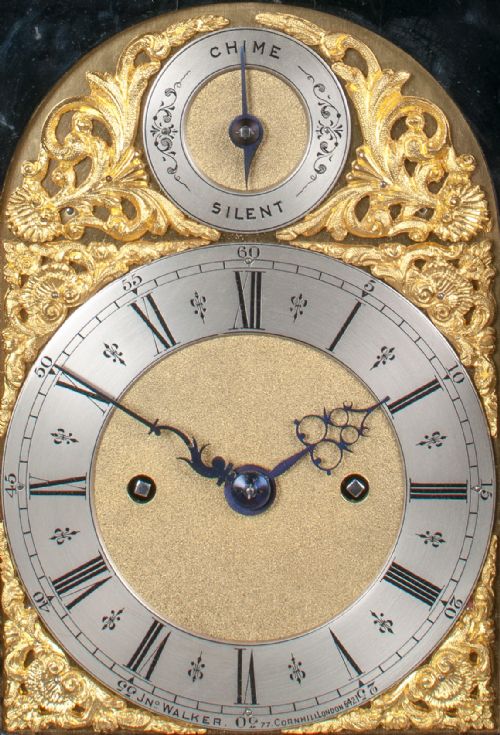 fig 1. A Small Sized Quarter Striking English Bracket / Mantel Clock By J Walker 77 Cornhill, London. 
