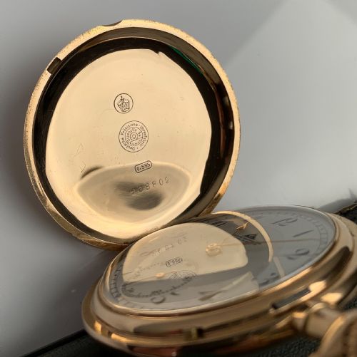 fig 3. GLASHUTTE ORIGINAL. A FINE QUALITY 14K GOLD HUNTER CASE LEVER POCKET WATCH.