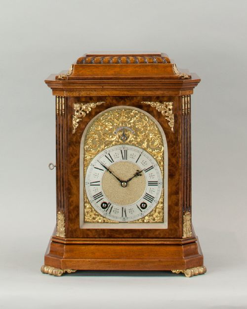 A Fine Quality Burr Walnut Bracket / Mantel Clock by Lenzkirch.