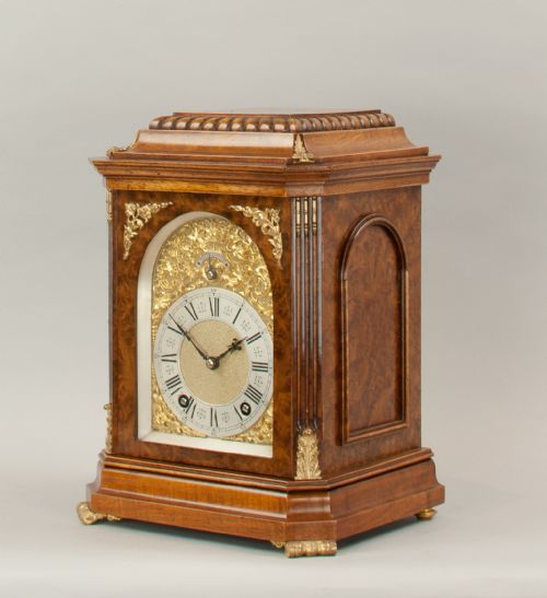 fig 2. A Fine Quality Burr Walnut Bracket / Mantel Clock By Lenzkirch.