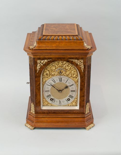 fig 3. A Fine Quality Burr Walnut Bracket / Mantel Clock By Lenzkirch.