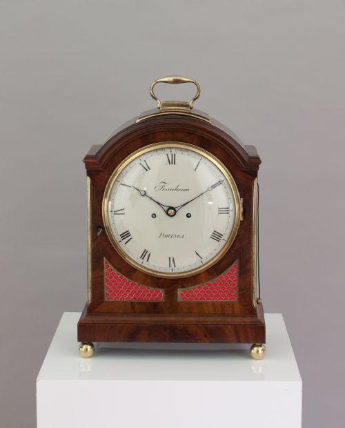 fig 1. A fine quality Georgian mahogany bracket clock by Handley and Moore of London, retailed by George Frankcom of Portsea, c.1800.