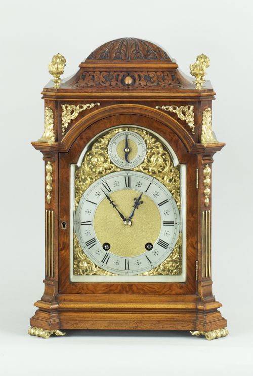 A Burr Walnut Bracket / Mantel Clock by Lenzkirch, Circa 1894.