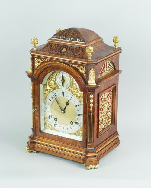 fig 3. A Burr Walnut Bracket / Mantel Clock By Lenzkirch, Circa 1894.
