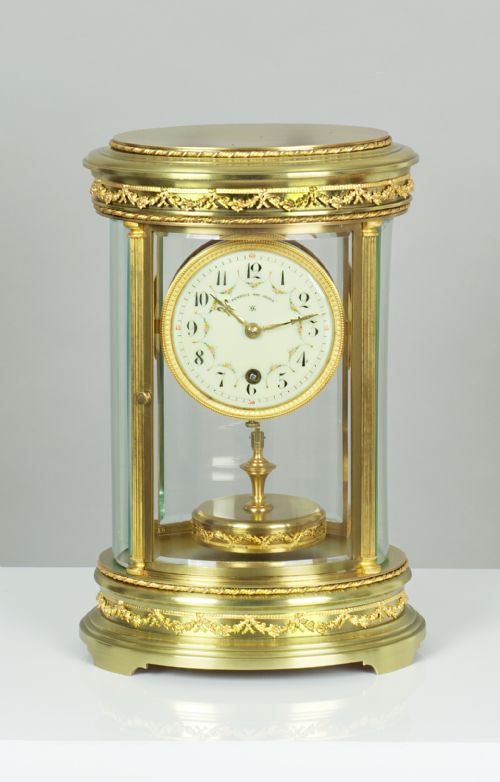 fig 2. A fine quality French Claude Grivolas Oval Cased 400 Day Torsion Mantel Clock