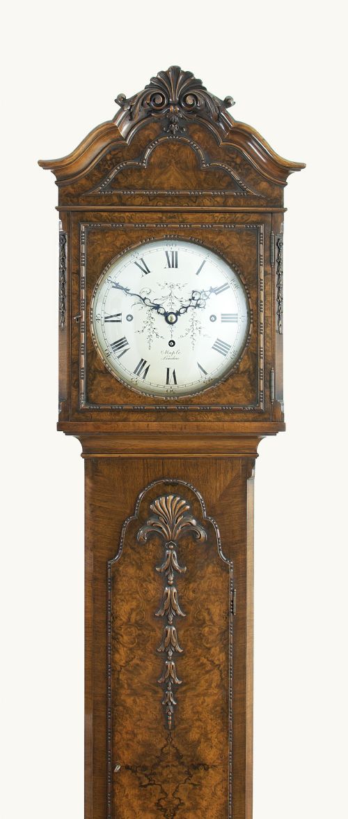 fig 7. Quarter Chiming Walnut Long Case / Longcase / Grandfather / Grandmother clock by Maple of London.