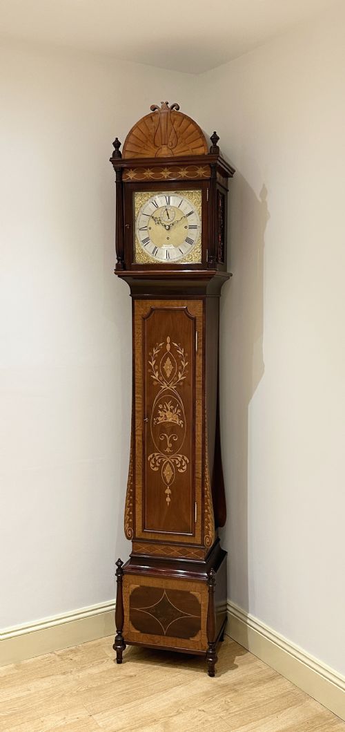 fig 3. A Quarter Chiming Sheraton Revival Long Case / Longcase / Grandfather Clock By S Smith & Son Of London.