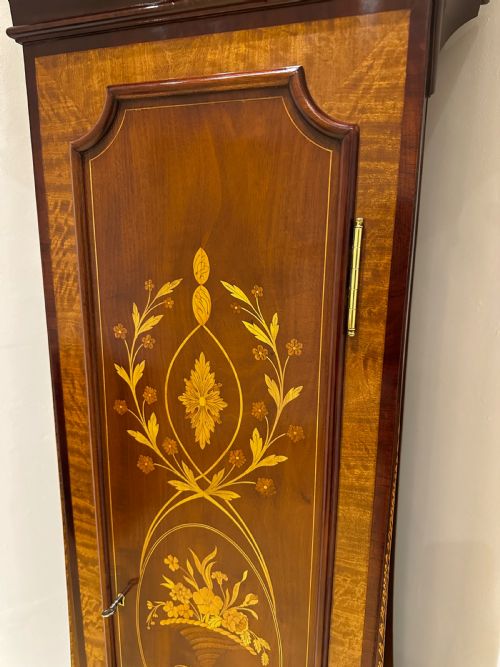 fig 10. A Quarter Chiming Sheraton Revival Long Case / Longcase / Grandfather Clock By S Smith & Son Of London.