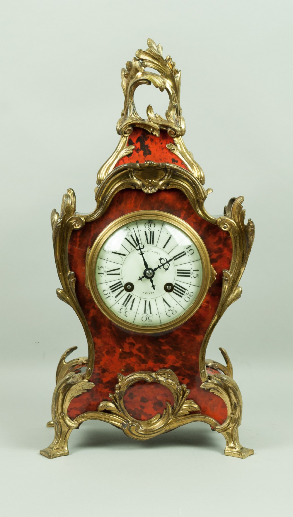 A red tortoiseshell French mantel clock, Circa 1880
