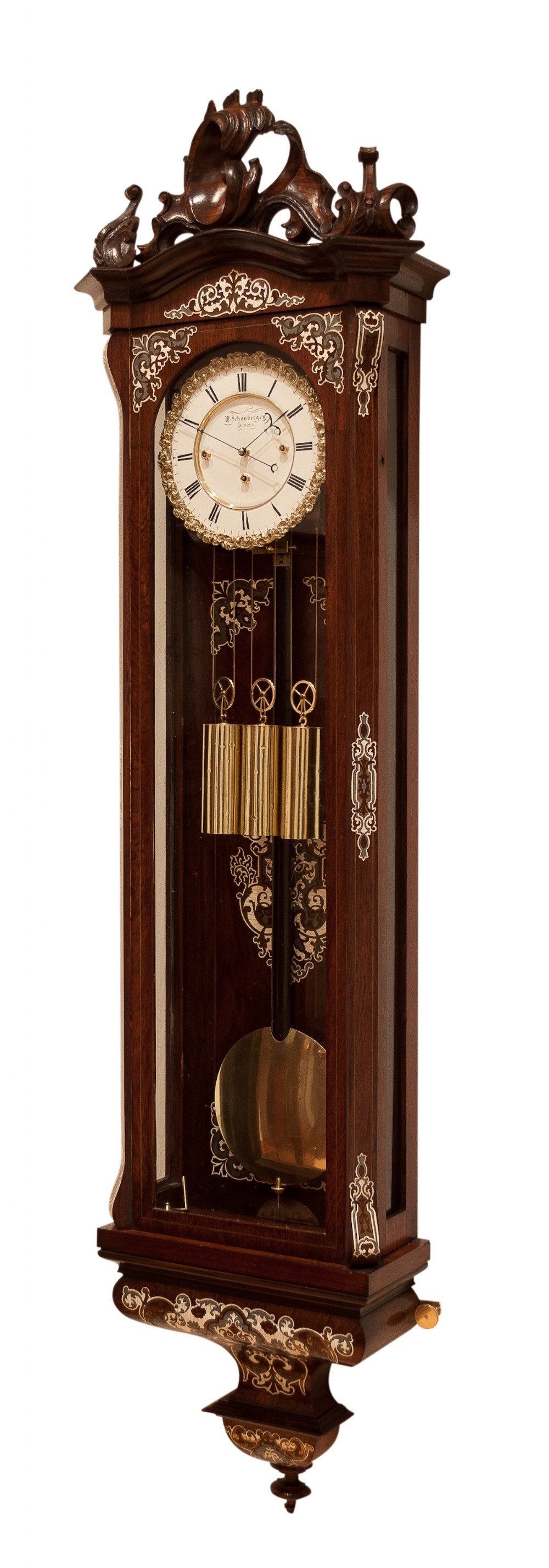Wenzel Schonberger 8 day Biedermeier Vienna Wall Regulator, Circa 1865