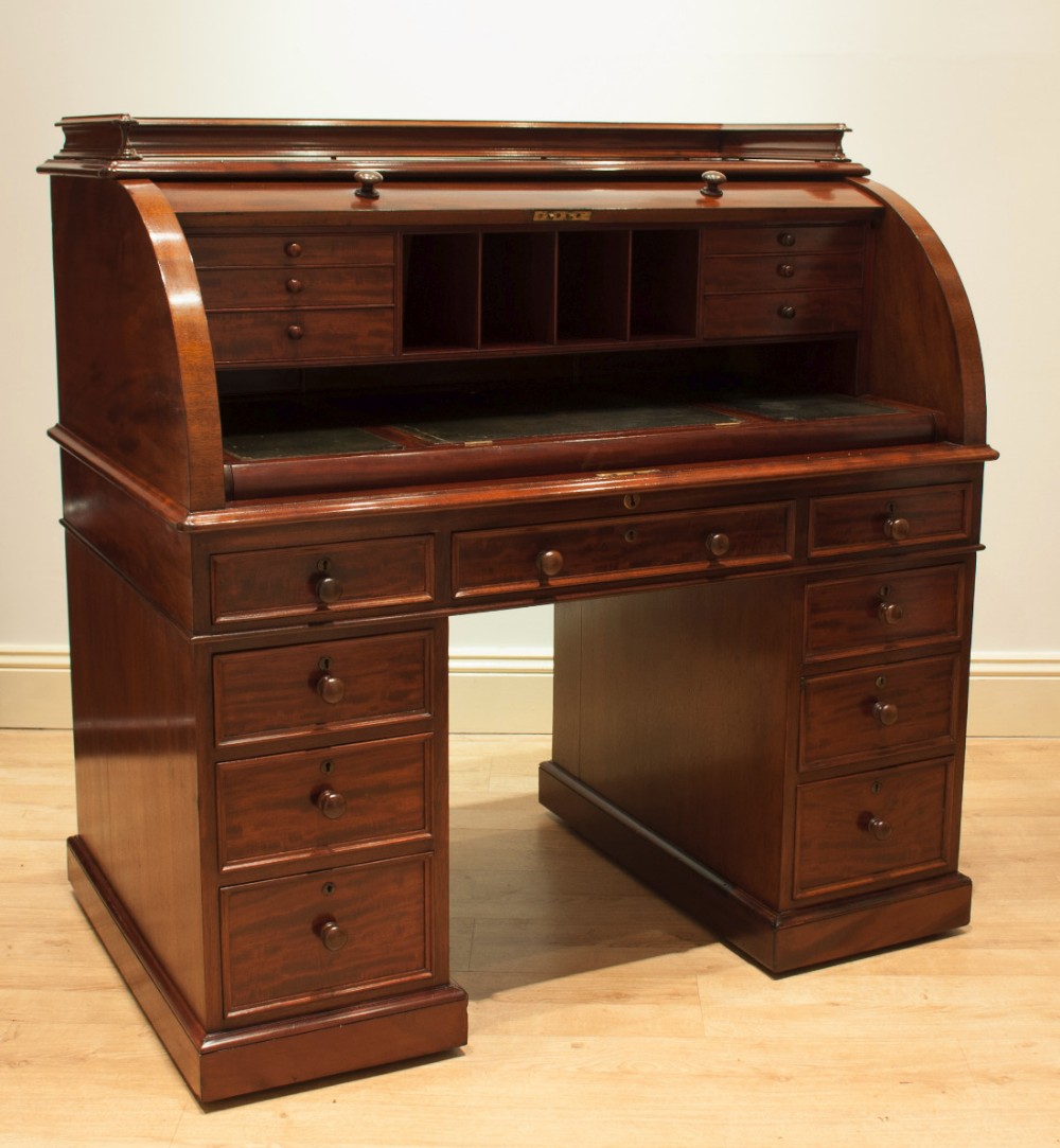 Victorian Mahogany Cylinder - Roll Top Desk