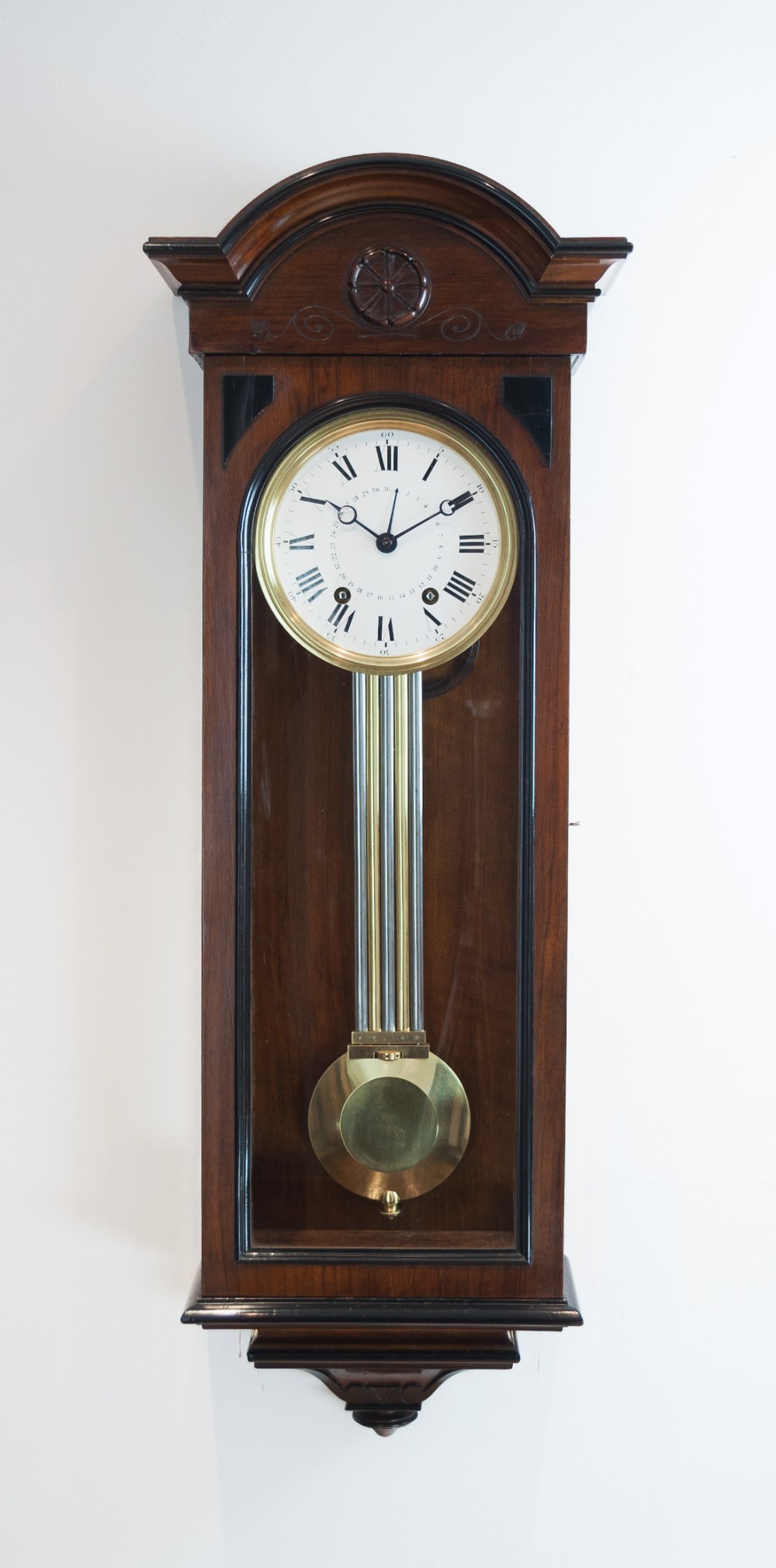French Walnut Wall Regulator Clock