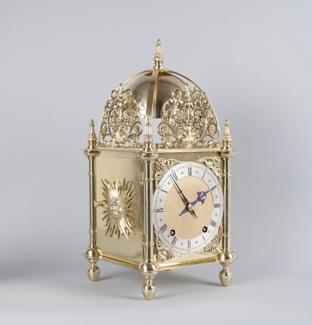 A Fine Quality Late Victorian Brass Lantern Mantel Clock