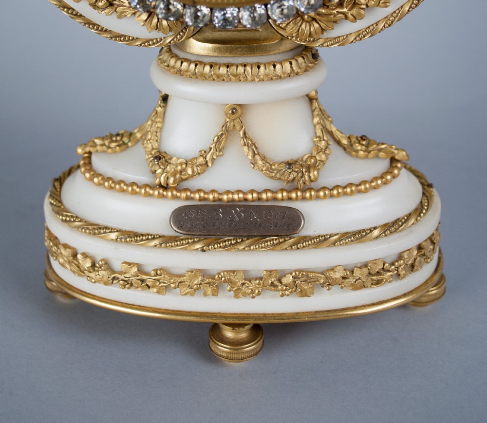 An Ormolu Mounted White Marble Striking Lyre Mantel Clock View VII