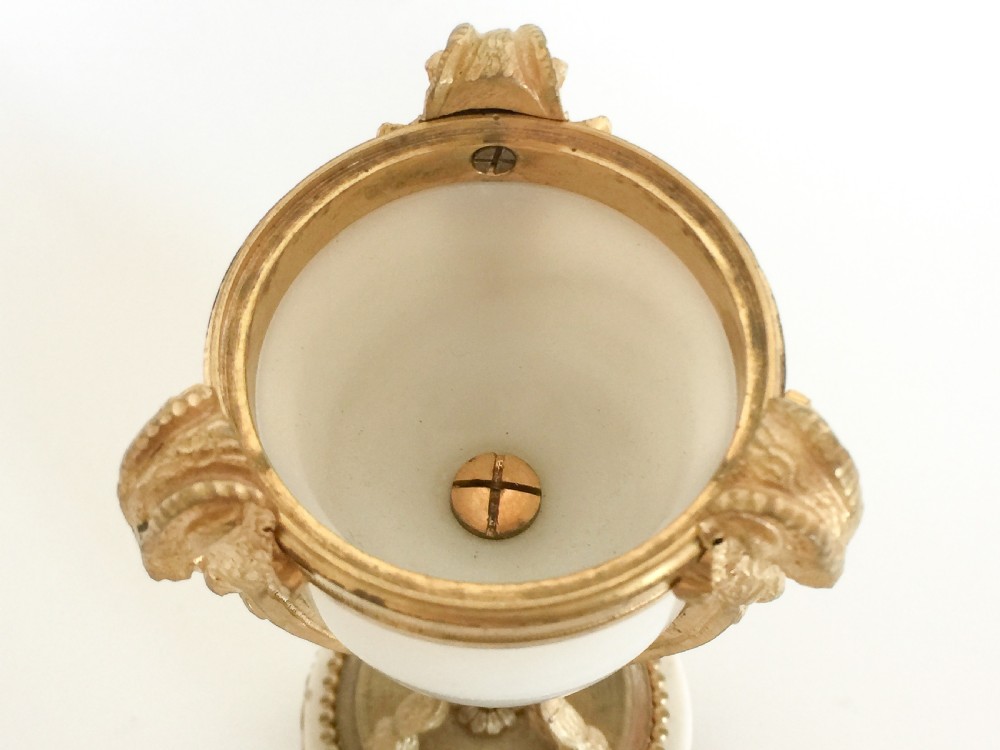 Antique Pair of French Ormolu & Marble Candlesticks / Cassolettes View VII
