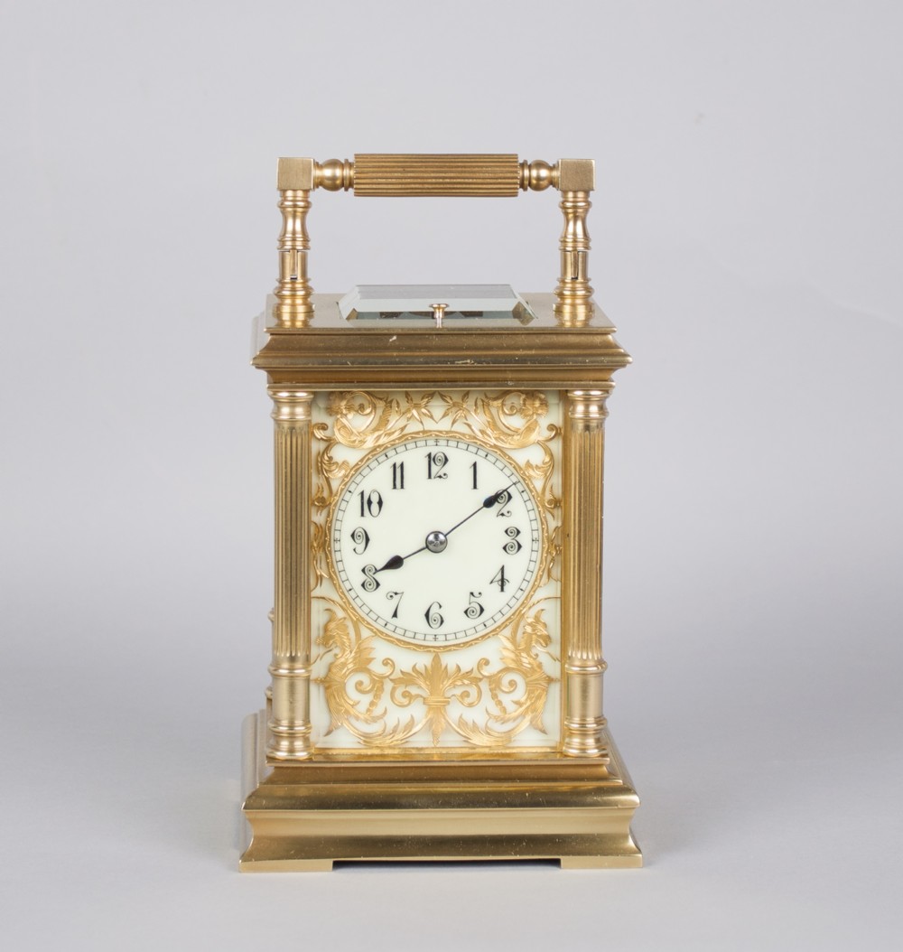 FRENCH STRIKING CARRIAGE CLOCK WITH PUSH REPEAT C. 1890