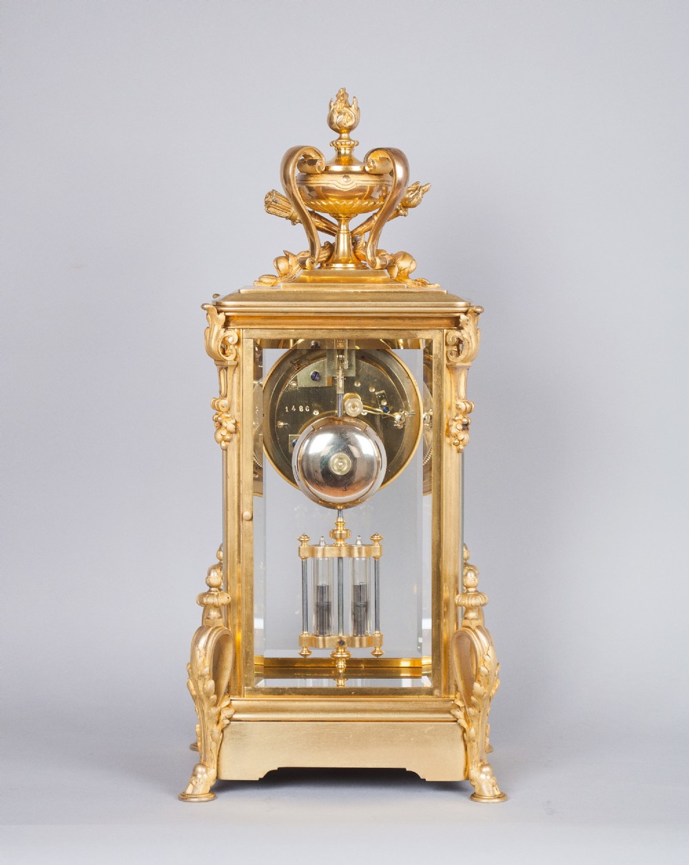 A gilt bronze four glass mantel clock by Samuel Marti of Paris, c.1870. View XI