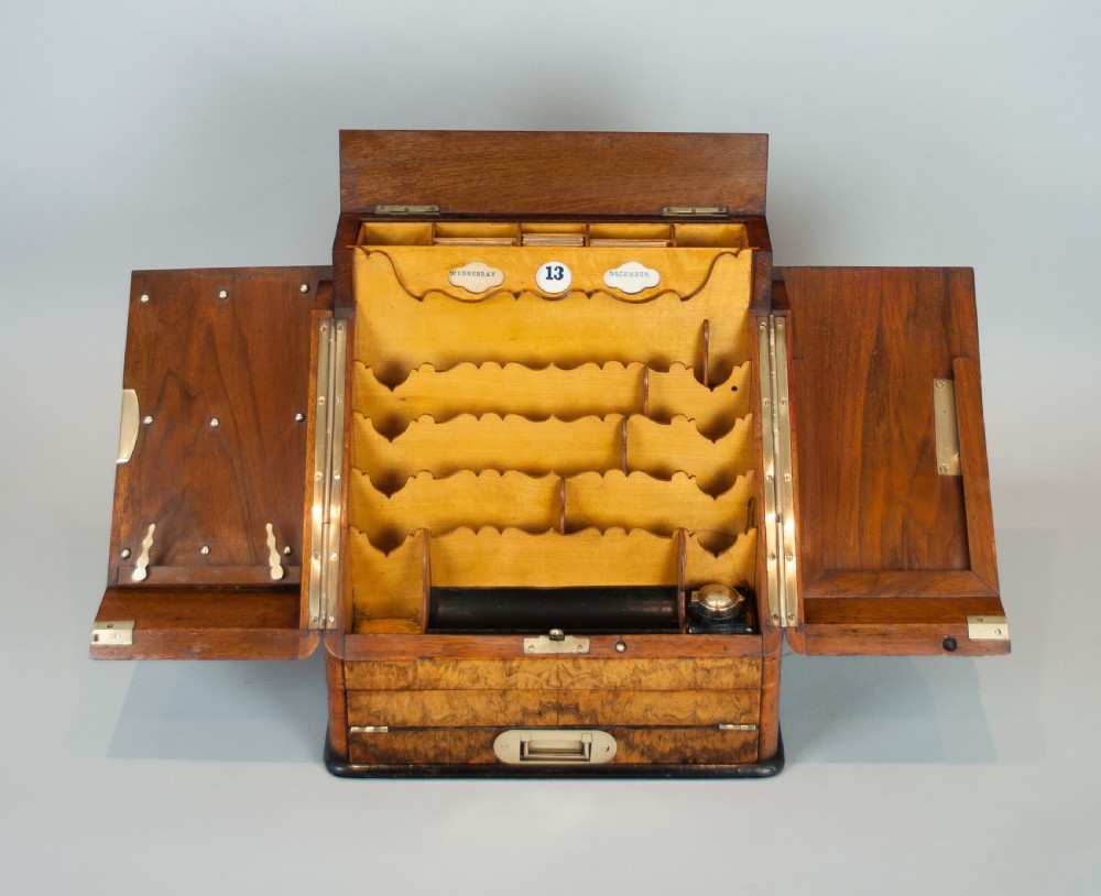 BURR WALNUT STATIONERY CABINET / WRITING BOX C.1880 View IV