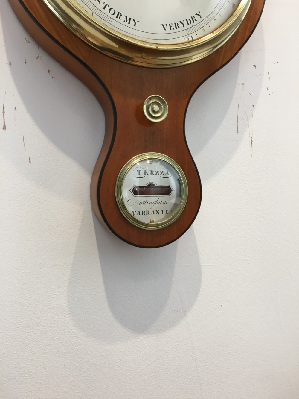 SATINWOOD WHEEL BAROMETER BY TERZZA OF NOTTINGHAM CIRCA 1825 View V