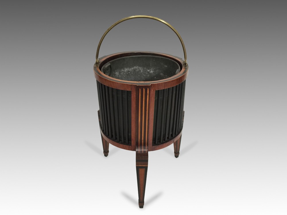 Mahogany & Satinwood Inlaid Waste Paper Bin/ Jardiniere