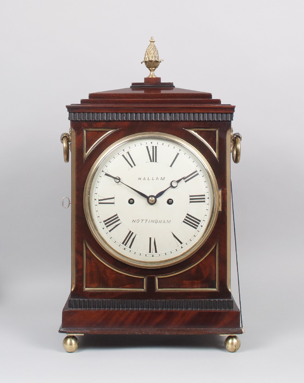 Mahogany Chamfer Top Bracket Clock By Hallam Of Nottingham