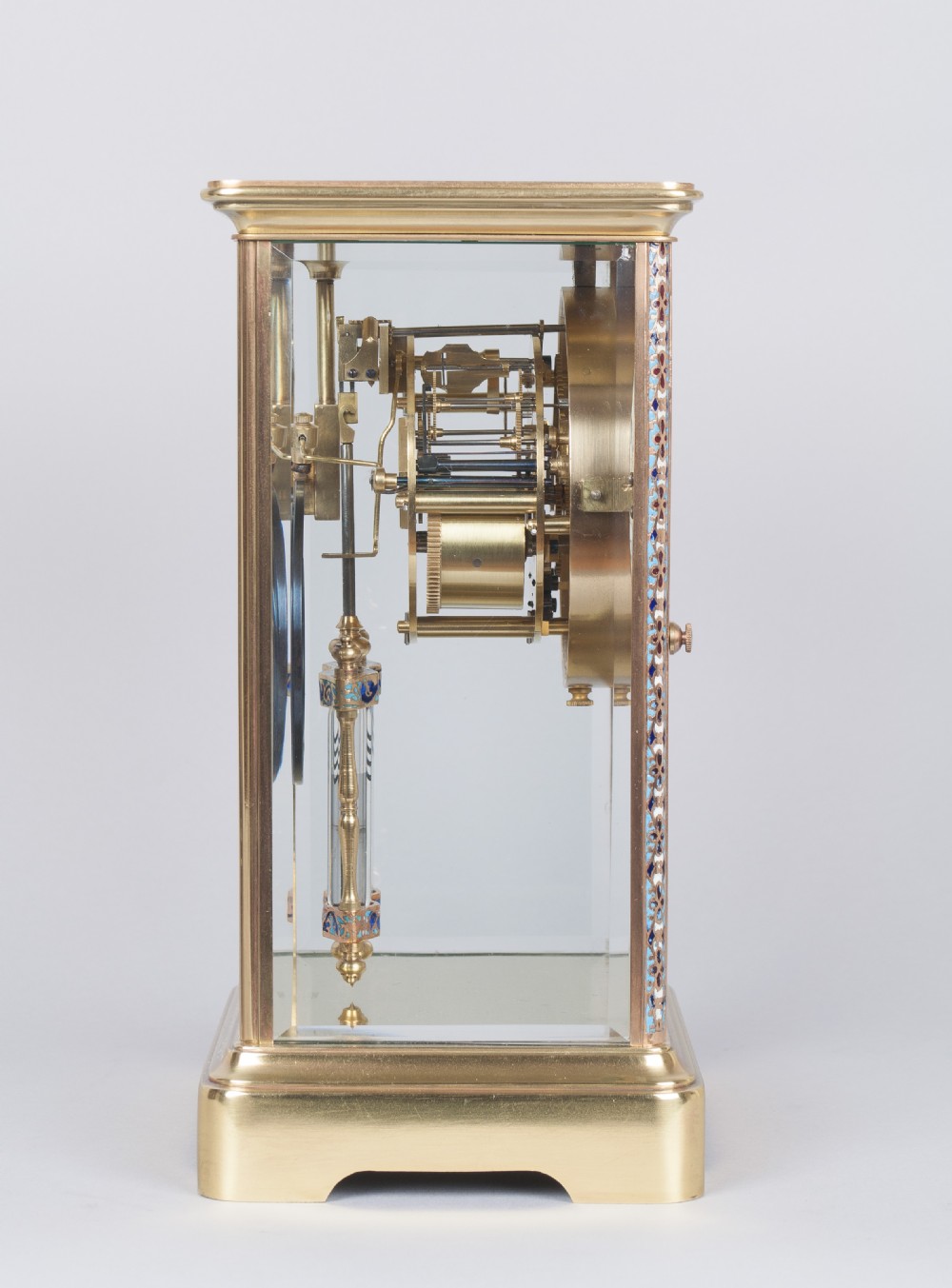 A Champleve and Brass French Four Glass Mantel Clock, Leroy Paris c.1890 View V