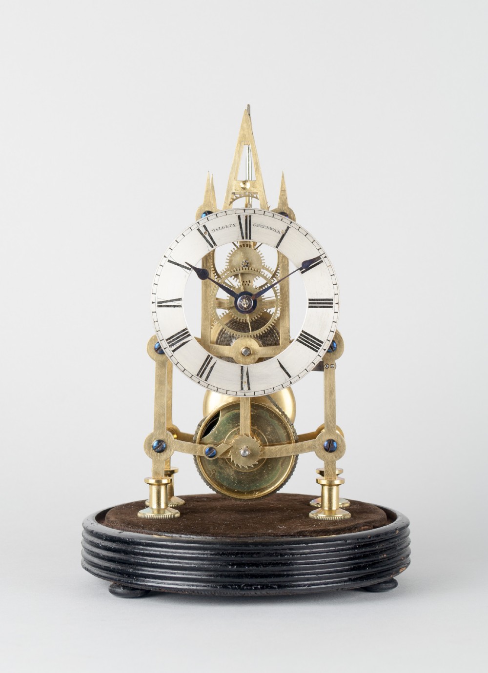 A  small sized Victorian skeleton clock by Dalgety of Greenwich, circa 1860 