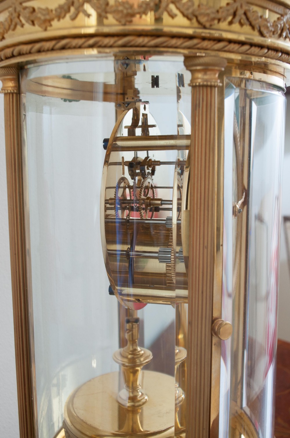 A FRENCH CLAUDE GRIVOLAS OVAL CASED 400 DAY TORSION MANTEL CLOCK View V