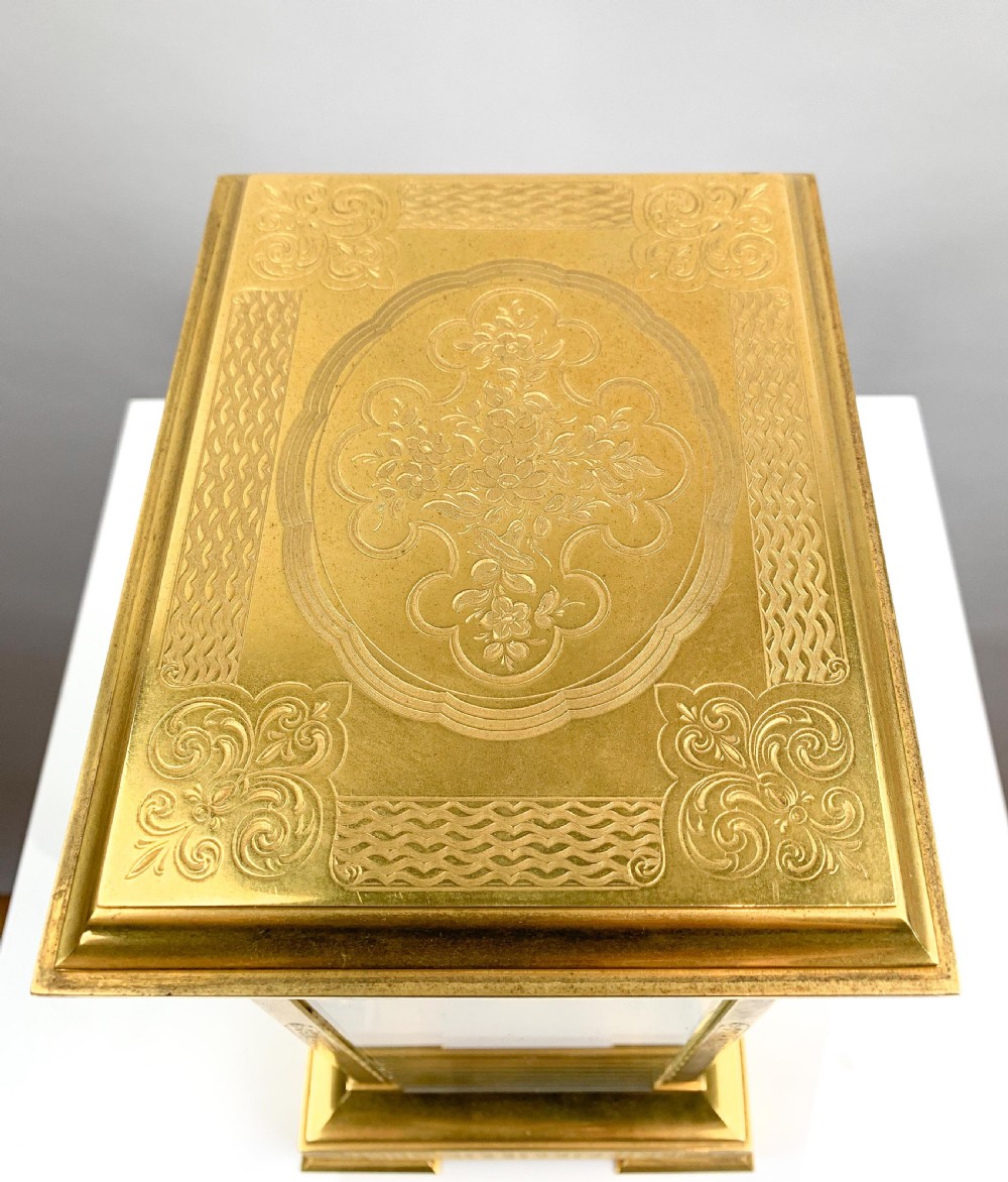 A fine quality gilt brass four glass French mantel clock c.1880 View XIII