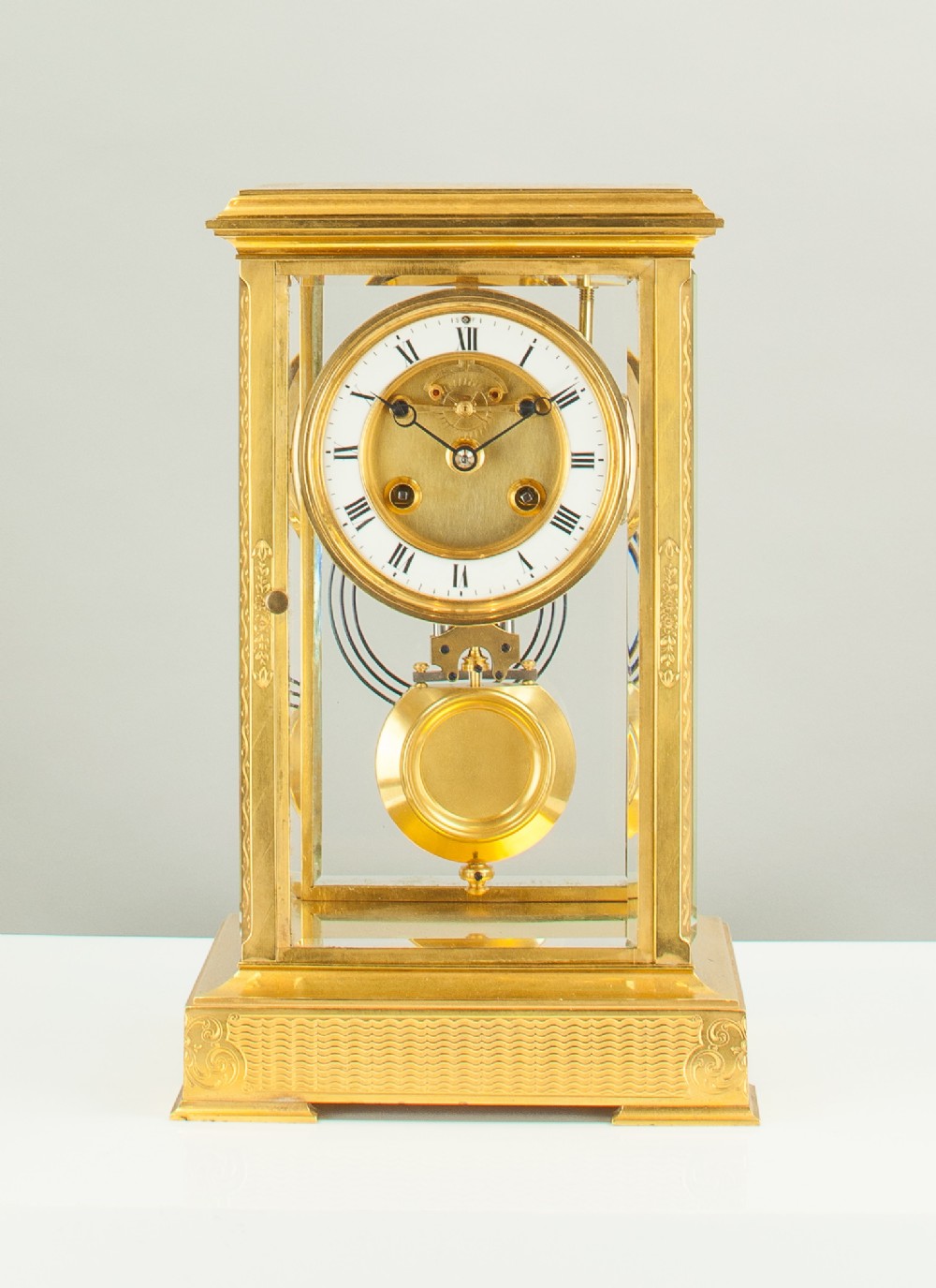 A fine quality gilt brass four glass French mantel clock c.1880